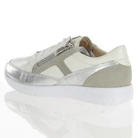 Caprice - Leather Side Zip Trainers Off White Comb - 23751 2