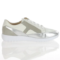 Caprice - Leather Side Zip Trainers Off White Comb - 23751 3