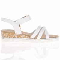 Caprice - Leather Low Wedge Sandals White - 28709 3