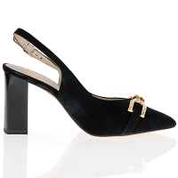 Caprice - Sling Back Suede Leather Court Shoes Black - 29600 3