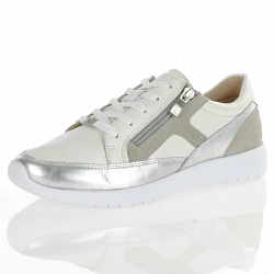 Caprice - Leather Side Zip Trainers Off White Comb - 23751
