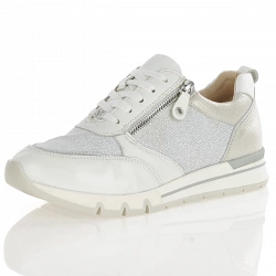 Caprice - Leather Side Zip Trainers White - 23754