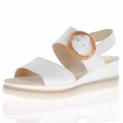 Gabor - Leather Wedge Sandals White - 645.21