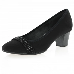 Jana - Low Block Heeled Court Shoes Black - 22465