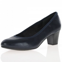 Jana - Block Heeled Court Shoes Dark Navy - 22477