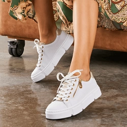 Rieker - Lace Up Flatform Trainers White - N5932-80