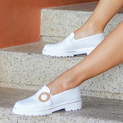 Remonte - Leather Loafers White - D1H00-80