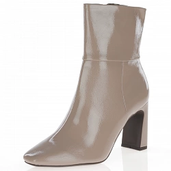 Tamaris - Patent Heeled Ankle Boots Taupe  - 25399
