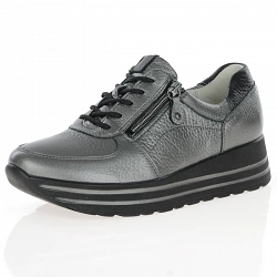 Waldlaufer - Lace Up Platform Shoes, Dark Metallic Grey - 758009