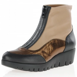 Wonders - Front Zip Ankle Boots Taupe/Multi - 33302