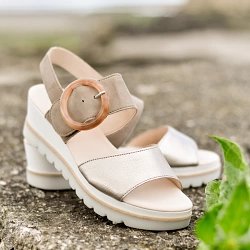 Gabor - Wedge Sandals Taupe/Pewter - 645.62