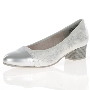 Jana - Block Heeled Court Shoes Silver - 22366