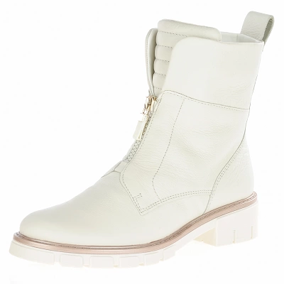 Ara - Leather Front Zip Ankle Boots Cream - 23130 1