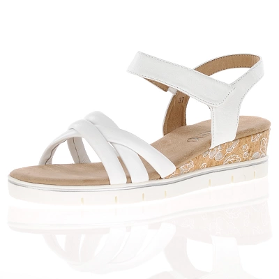 Caprice - Leather Low Wedge Sandals White - 28709 1