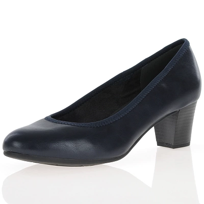 Jana - Block Heeled Court Shoes Dark Navy - 22477 1