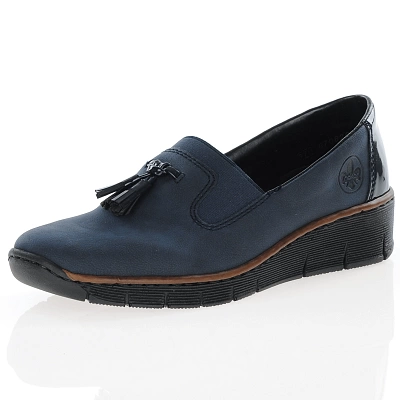 Rieker - Low Wedge Loafers Navy - 53751-14 1