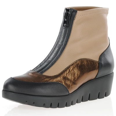 Wonders - Front Zip Ankle Boots Taupe/Multi - 33302 1