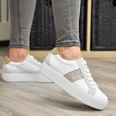 Paul Green - Leather Flatform Trainers White - 5330-066 1